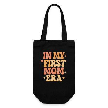 First Mother's Day Mom Gift Idea Family Groovy - Gift Bag for Bottles - black - Front