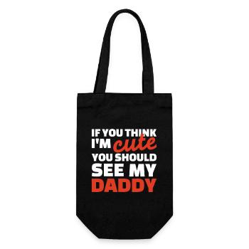 Daddy Cute Bold Typography T-Shirt - Geschenkbeutel für Flaschen - Schwarz - Vorne