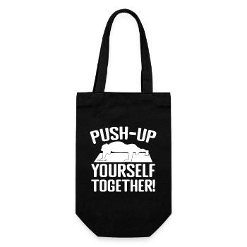 Gym Junkies Push-Up Yourself Calisthenics Fitness - Geschenkbeutel für Flaschen - Schwarz - Vorne