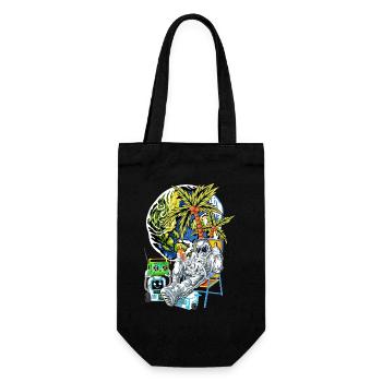 Astronaut Moon Vacation Shirt - Gift Bag for Bottles - black - Front