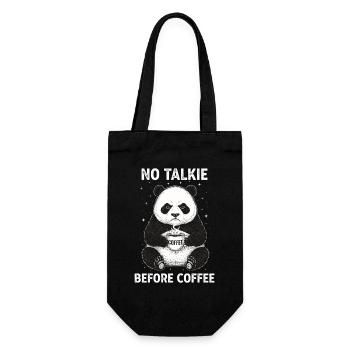 No conversation in front of coffee lover panda - Gift Bag for Bottles - black - Front