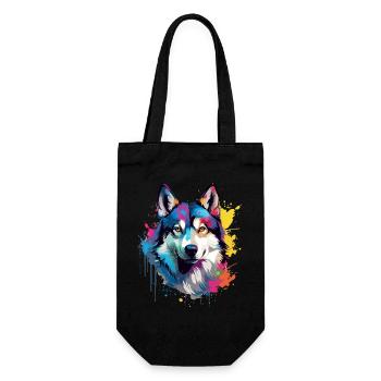 Art coloré éclaboussé de Husky de chien - Sac à bouteille - noir - Devant