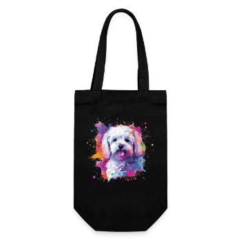 Maltesische bunte Hunde-Splash-Kunst - Geschenkbeutel für Flaschen - Schwarz - Vorne