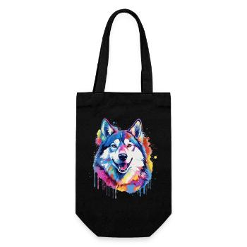 Bunte Splash Art-Husky-Hund - Geschenkbeutel für Flaschen - Schwarz - Vorne