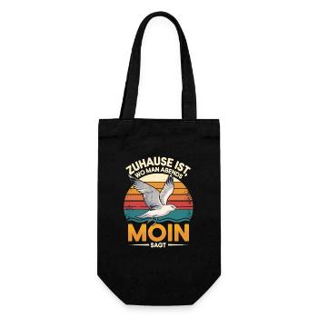  Zuhause Ist Wo Man Abends Moin Sagt Nordsee Möwe - Geschenkbeutel für Flaschen - Schwarz - Vorne