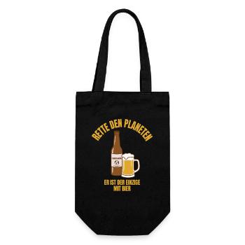 Rette Wasser Trink Bier Shirt Lustig - Geschenkbeutel für Flaschen - Schwarz - Vorne