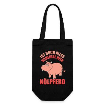 Pessimist Spruch Nörgler Lustiges Nilpferd - Geschenkbeutel für Flaschen - Schwarz - Vorne