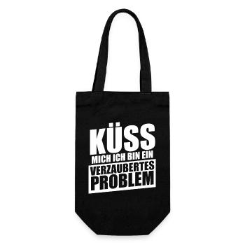 Küss mich ich bin ein verzaubertes Problem - Geschenkbeutel für Flaschen - Schwarz - Vorne
