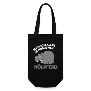 Pessimist Spruch Nörgler Lustiges Nilpferd - Geschenkbeutel für Flaschen - Schwarz - Vorne