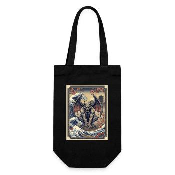 Gargoyle in Japanese wave style - Gift Bag for Bottles - black - Front