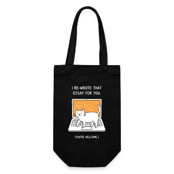 Katzenschreiber am Laptop - Geschenkbeutel für Flaschen - Schwarz - Vorne