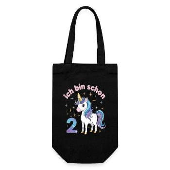 2. Geburtstag Einhorn Mädchen Ich bin schon 2 - Geschenkbeutel für Flaschen - Schwarz - Vorne