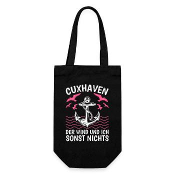 CUXHAVEN DER WIND UND ICH SONST NICHTS Lustig - Geschenkbeutel für Flaschen - Schwarz - Vorne