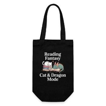 Cat Fantasy Book Dragon Fairy Tale Bookish - Gift Bag for Bottles - black - Front