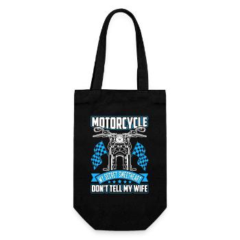 Motorrad mein geheimer Schatz. Nicht meiner Frau - Geschenkbeutel für Flaschen - Schwarz - Vorne