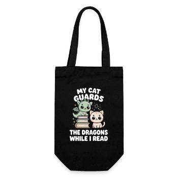 Cat Fairy Tale Fantasy Book Reading Funny Bookworm - Gift Bag for Bottles - black - Front