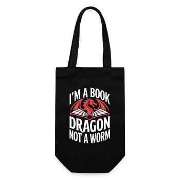 Drachen Buchwurm Geschenk Bücher Lesen Fantasy - Geschenkbeutel für Flaschen - Schwarz - Vorne