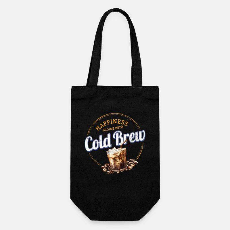 Conception de café vintage à cold brew avec grains de café - Sac à bouteille - noir