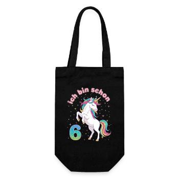 6th Birthday Unicorn Girl I'm already 6 - Gift Bag for Bottles - black - Front