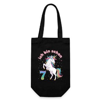 7th Birthday Unicorn Girl I'm already 7 - Gift Bag for Bottles - black - Front