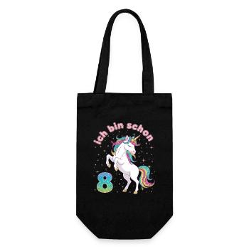 8th Birthday Unicorn Girl I'm already 8 - Gift Bag for Bottles - black - Front