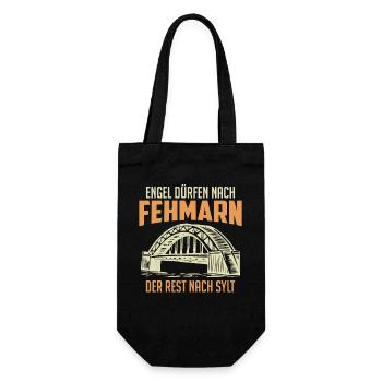 Ostsee ENGEL DÜRFEN NACH FEHMARN Lustiges - Geschenkbeutel für Flaschen - Schwarz - Vorne