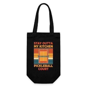 Pickleball, bleib aus meiner Küche raus, lustiger Spieler - Geschenkbeutel für Flaschen - Schwarz - Vorne