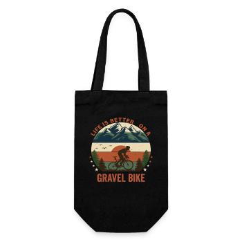 Life Is Better Gravel Bike Fahrrad Natur - Geschenkbeutel für Flaschen - Schwarz - Vorne