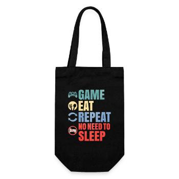 Game Eat, Repeat No Need to Sleep Gamer Zitat - Geschenkbeutel für Flaschen - Schwarz - Vorne