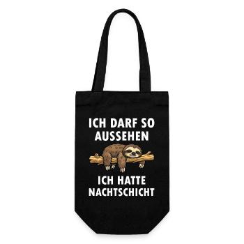 Ich darf so aussehen hatte Nachtschicht Faultier - Geschenkbeutel für Flaschen - Schwarz - Vorne