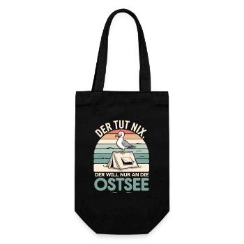  Der Tut Nix Der Will Nur An Die Ostsee Möwe - Geschenkbeutel für Flaschen - Schwarz - Vorne