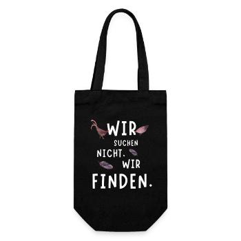 Wir suchen nicht, wir finden – Hahn & Henne - Geschenkbeutel für Flaschen - Schwarz - Vorne