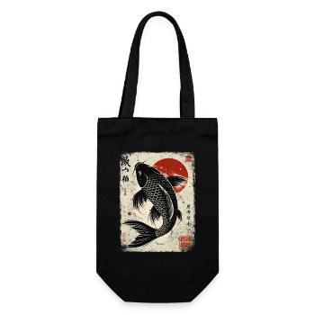 Koi-Karpfen Japanische Kunst Zen-Symbol - Geschenkbeutel für Flaschen - Schwarz - Vorne