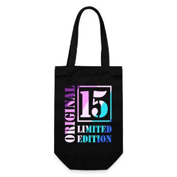 15th Birthday Boy Girl Teenager Level 15 - Gift Bag for Bottles - black - Front