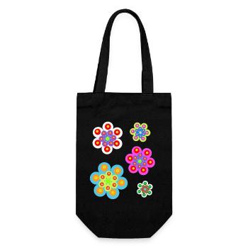 Retro Blumen Sommer Kinder Mädchen Baby - Geschenkbeutel für Flaschen - Schwarz - Vorne
