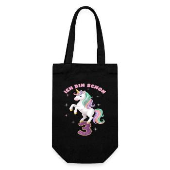 4. Geburtstag Einhorn Mädchen Ich bin schon 4 - Geschenkbeutel für Flaschen - Schwarz - Vorne