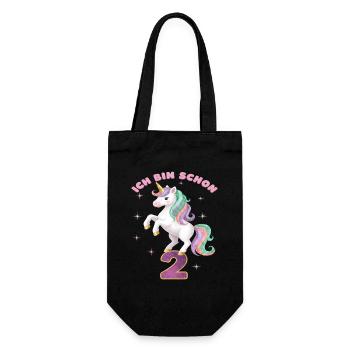 3. Geburtstag Einhorn Mädchen Ich bin schon 3 - Geschenkbeutel für Flaschen - Schwarz - Vorne