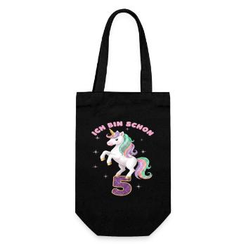 6. Geburtstag Einhorn Mädchen Ich bin schon 6 - Geschenkbeutel für Flaschen - Schwarz - Vorne