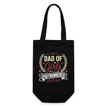 Dad of Girls Outnumbered Papa Girl Saying - Gift Bag for Bottles - black - Front
