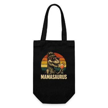 Mamasaurus Mama Mutter Geschenkidee Humor Lustig - Geschenkbeutel für Flaschen - Schwarz - Vorne