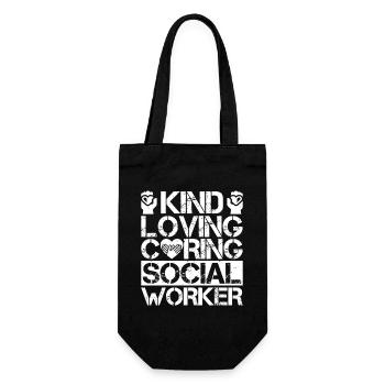 Social Worker Quota Kind Loving Caring Social Work - Gift Bag for Bottles - black - Front