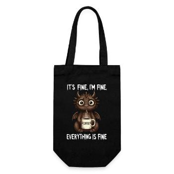 Its Fine Im Fine Kaffee Drachen Humor - Geschenkbeutel für Flaschen - Schwarz - Vorne