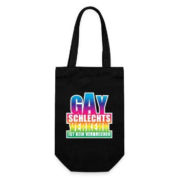 Gay schlechtsverkehr  / Lustiges Wortspiel, Pride - Geschenkbeutel für Flaschen - Schwarz - Vorne