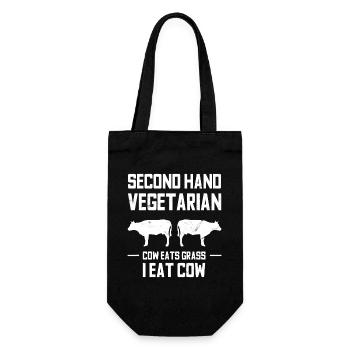 Second Hand Vegetarian Cow Eat Grass - Gift Bag for Bottles - black - Front