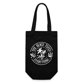 the beach fixes everything - Geschenkbeutel für Flaschen - Schwarz - Vorne