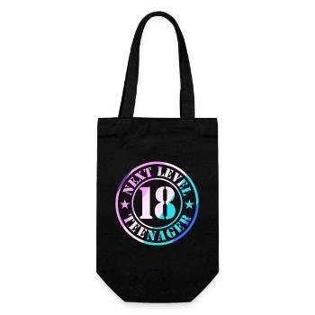 18th Birthday Boy Girl Teenager Level 18 - Gift Bag for Bottles - black - Front