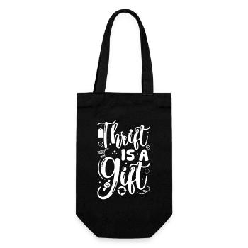 Thrift Shop Thrift Is A Gift Love Thrifting - Gift Bag for Bottles - black - Front