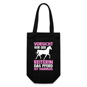 Reiten Pferdeliebhaber Reiterhof Pferde - Geschenkbeutel für Flaschen - Schwarz - Vorne