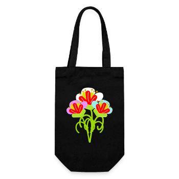 Floral Flower Retro Vintage Children's Garden - Gift Bag for Bottles - black - Front