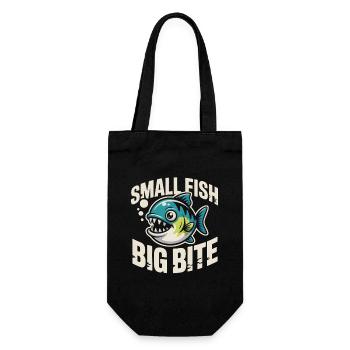 Petit poisson, grosse bouchée | Humour de piranha - Sac à bouteille - noir - Devant